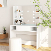 vidaXL Makeup Table with LED Lights 100x40x135 cm MDF White