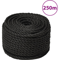 vidaXL Work Rope Black 16 mm 250 m Polypropylene