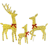 vidaXL Reindeer Family 3 pcs Warm white 68 x 26 x 127 cm Fabric