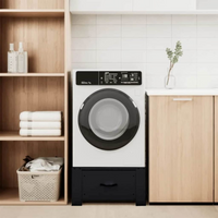 vidaXL Washing Machine Pedestal Black 64 x 55 x 32.5 cm Steel