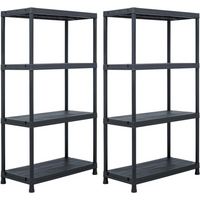 vidaXL Storage Shelf Racks 2 pcs Black 60x30x138 cm Plastic
