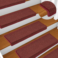 vidaXL Stair Mats 15 pcs 65x21x4 cm Bordeaux Rectangular Edge