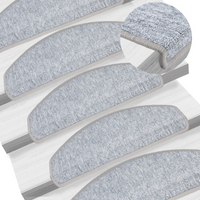 vidaXL Stair Mats 10 pcs 65x24x4 cm Light Grey Half Round Large