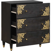 vidaXL Sideboard Black 60 x 33 x 75 cm Solid Mango Wood