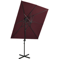 vidaXL Cantilever Garden Parasol with Double Top Bordeaux Red 250x250 cm