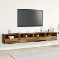 vidaXL TV Wall Cabinet 2 pcs Old Wood 100 x 30 x 30 cm Engineered Wood