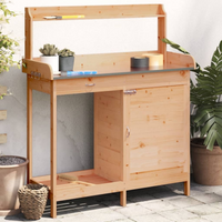vidaXL Potting Table with Cabinet Brown 110.5x45x124.5 cm Solid Wood Fir