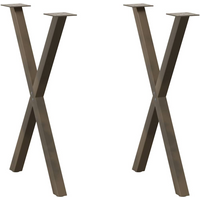 vidaXL Dining Table Legs X-Shaped 2 pcs Natural Steel 50x(72-73) cm Steel