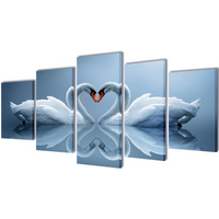 vidaXL Canvas Wall Print Set Swan 200 x 100 cm