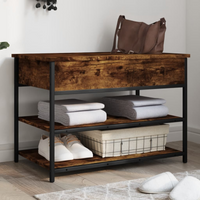 vidaXL Shoe Bench Smoked Oak 70x42.5x50 cm Engineered Wood