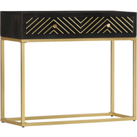 vidaXL Console Table Black and Gold 90x30x75 cm Solid Mango Wood
