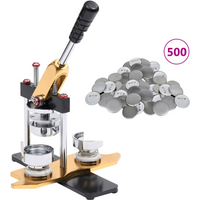 vidaXL Badge Maker with 500 pcs Pinback Button Parts 25mm Rotate Punch