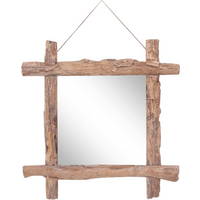 vidaXL Log Mirror Natural 70x70 cm Recycled Teak Wood