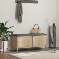vidaXL Hall Bench with Cushion with Shelf Sonoma Oak 100 x 38 x 46 cm