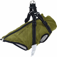 vidaXL Dog Coat with Harness Army Green XL Fleece and Polyester