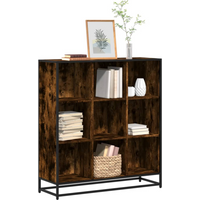 vidaXL Bookcase Smoked Oak 97.5x33x107.5 cm Engineered Wood and Metal