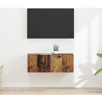 vidaXL TV Wall Cabinet Wall-mounted 2 pcs Old Wood 39 x 31 x 29.5 cm