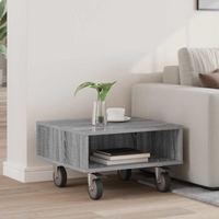 vidaXL Side Table with Wheels Grey Sonoma 50.5 x 50 x 30 cm