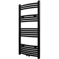 Black Bathroom Central Heating Towel Rail Radiator Curve 500x1160mm