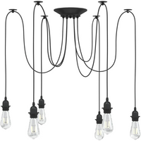 vidaXL Pendant Lamp with 6 Lamp Holders E27 Black Metal