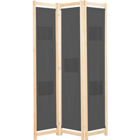 vidaXL 3-Panel Room Divider Grey 120x170x4 cm Fabric