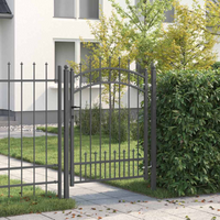 vidaXL Fence Gate with Spear Top with Lock Grey 103 x 175 cm Steel