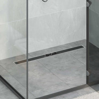 vidaXL Shower Drain Glass Cover with 360° Siphon Black 90 cm