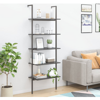 vidaXL 5-Tier Leaning Shelf Black 64x35x185 cm