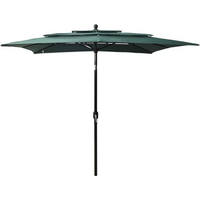 vidaXL 3-Tier Garden Parasol with Aluminium Pole Green 2.5x2.5 m