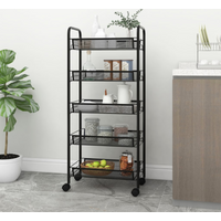 vidaXL 5-Tier Kitchen Trolley Black 46x26x105 cm Iron