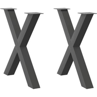 vidaXL Dining Table Legs X-Shaped 2 pcs Anthracite 70x(72-73) cm Steel