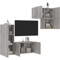 vidaXL 4 Piece TV Wall Units Grey Sonoma Engineered Wood