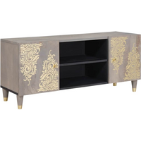 vidaXL TV Cabinet with Shelf Grey 105 x 33 x 46 cm Solid Mango Wood