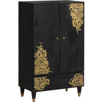 vidaXL Highboard with Drawer Black 60 x 33 x 100 cm Solid Mango Wood