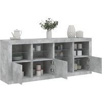 vidaXL Sideboard with LED Lights Concrete Grey 164x37x67 cm
