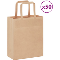 vidaXL Paper Bags 50 pcs with Handles Brown 18x8x22 cm