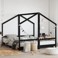 vidaXL Kids Bed Frame Black 2x(90x190) cm Solid Wood Pine