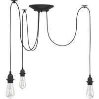 vidaXL Pendant Lamp with 3 Lamp Holders E27 Black Metal