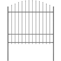 vidaXL Garden Fence with Spear Top Steel 170x175 cm Black
