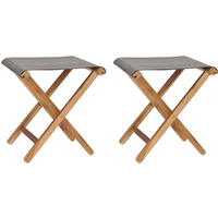 vidaXL Folding Chairs 2 pcs Solid Teak Wood and Fabric Dark Grey