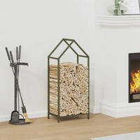 vidaXL Firewood Rack Olive Green 40x25x90 cm Cold-rolled steel