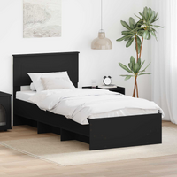 vidaXL Bed Frame with Headboard Black 80 x 200 cm Engineered Wood