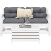 vidaXL 3 Piece Garden Sofa Set White Solid Wood Pine