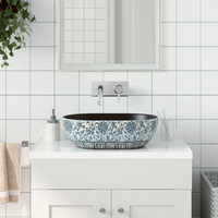 vidaXL Countertop Basin Black and Blue Oval 47x33x13 cm Ceramic