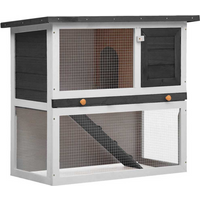 vidaXL Outdoor Rabbit Hutch 1 Door Grey Wood