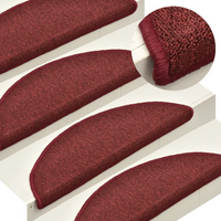 vidaXL Stair Mats 15 pcs 56x17x3 cm Bordeaux Half Round