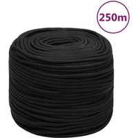 vidaXL Boat Rope Full Black 10 mm 250 m Polypropylene