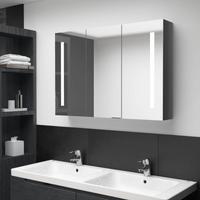 vidaXL LED Bathroom Mirror Cabinet 89x14x62 cm Shining Grey