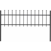 vidaXL Garden Fence with Spear Top Steel 1.8 m Black