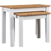 vidaXL Nesting Tables 2 pcs White Solid Pine Wood Panama Range